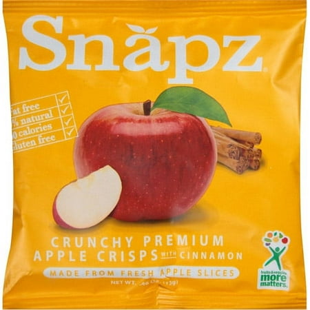 Snapz Crunchy Apple Crisps With Cinnamon, 0.46 oz, (Pack of 12)