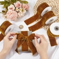 thumbnail image 3 of 4 Rolls 21.8 Yards Silk Velvet Ribbon 1-5/8 Inch Handmade Fringe Ribbons Raw Edge Satin Ribbon with Spool for Wedding Gift Wrapping Hair Bows Flower Home Decorating Coconut Brown for DIY, 3 of 7