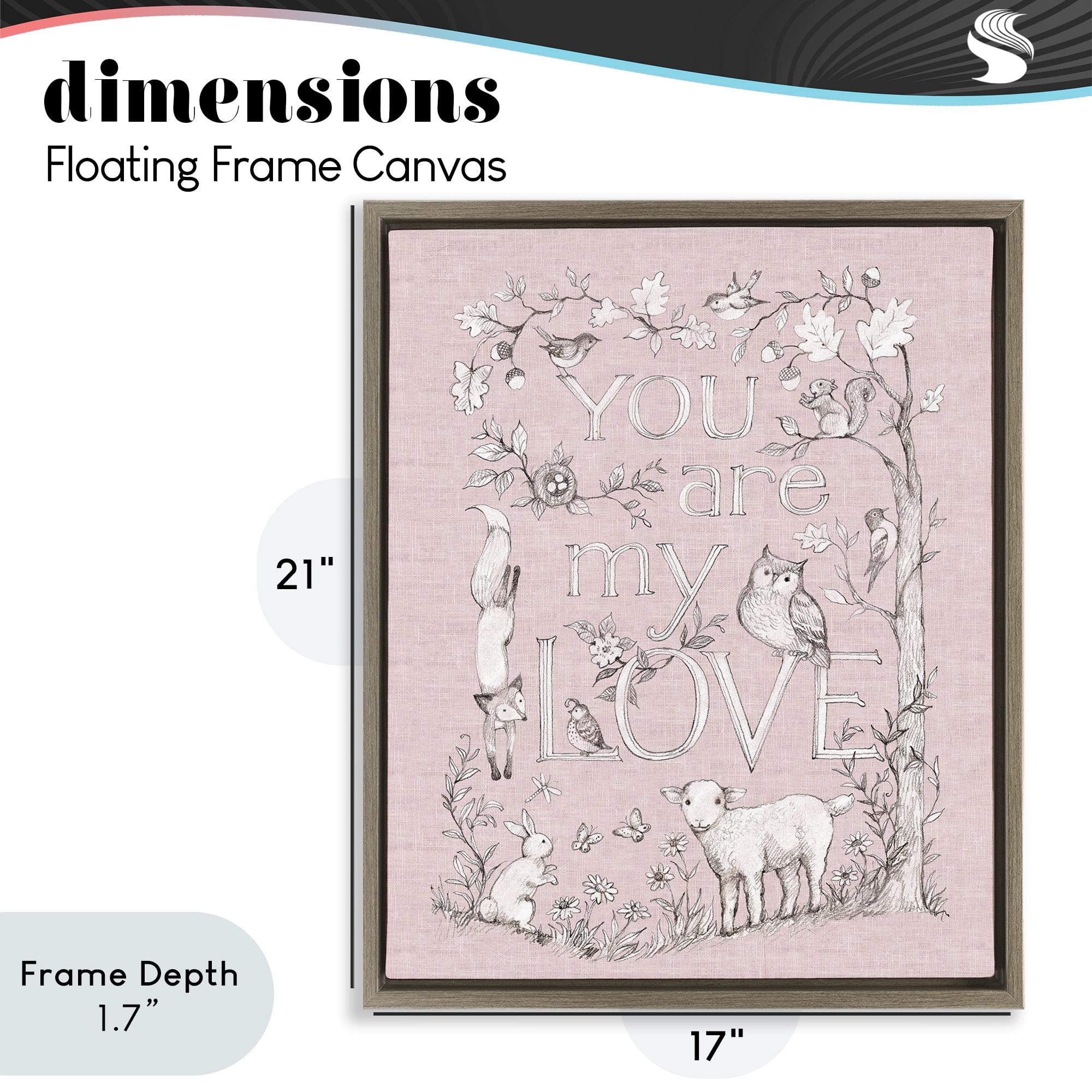 Stupell Industries You Are My Love Brown Framed Floater Canvas Wall Art, design by Susan Winget