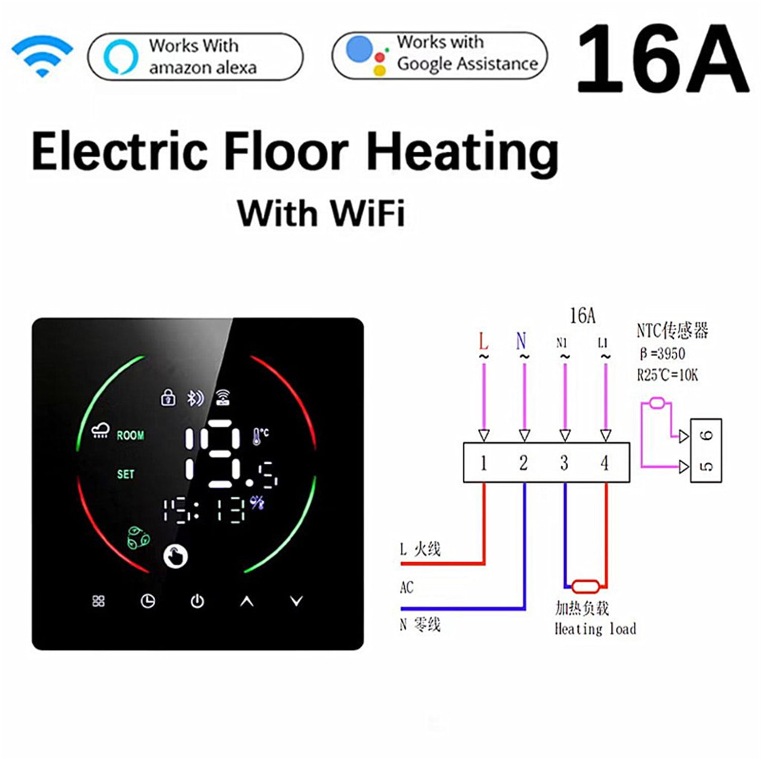 EAST2 Thermostat WIFI Intelligent Underfloor Heating Thermostat 3A/16A Electric Underfloor Heating Wall Furnace Thermostat With Humidity Weather