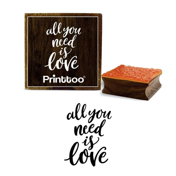 Printtoo All You Need Is Love Word Design Wooden Rubber Stamp Diary Card Print Block-5 x 5 Inches