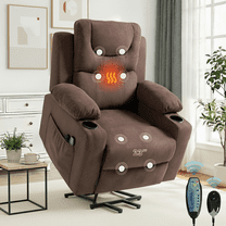 HSUNNS Power Lift Recliner Chair for Elderly, Electric Lift Chair with Heat & Massage, Infinite Position Reclining Sofa with Side Pocket for Living Room, Brown