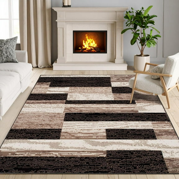 Superior Rockwood Geometric Indoor Area Rug, 7' x 9', Chocolate