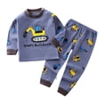 thumbnail image 4 of Toddler Boys 2 Piece Outfits Long Sleeved Round Neck Tops and Elastic Waist Pants Home Wear Fall Winter Spring Outfits Size 3-4T ,Blue, 4 of 4