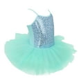 thumbnail image 2 of Yartina Girls Sequined Ballet Dance Dress Tutu Skirted Leotard Princess Dress Turquoise 4-5, 2 of 7