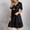 Black, variant on Summer Solid Dresses for Women 2026 Short Sleeve v Neck Mini T Shirt Dress - Midi Dress Flowy Pleated Beach Sundress - Summer Trendy Vacation Beach Dress Black L