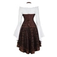 thumbnail image 3 of Grebrafan Blouse Steampunk Blanche, Corset en Cuir et Jupe Tutu Ensemble 3 Pcs TG Brun, 3 of 5