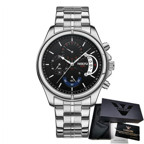 NIBOSI Men's Watch Waterproof Luminous Wrist Watch Quartz Stainless Steel Watch for Men Pilot Top Brand Male Relogio Masculino
