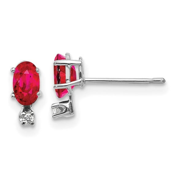Auriga 14K White Gold Diamond and Ruby Stud Earrings for Women