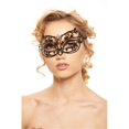 thumbnail image 1 of Kayso BB007RDBK Black Luxury Flora Laser Cut Masquerade Mask with Red Rhinestones - One Size, 1 of 1