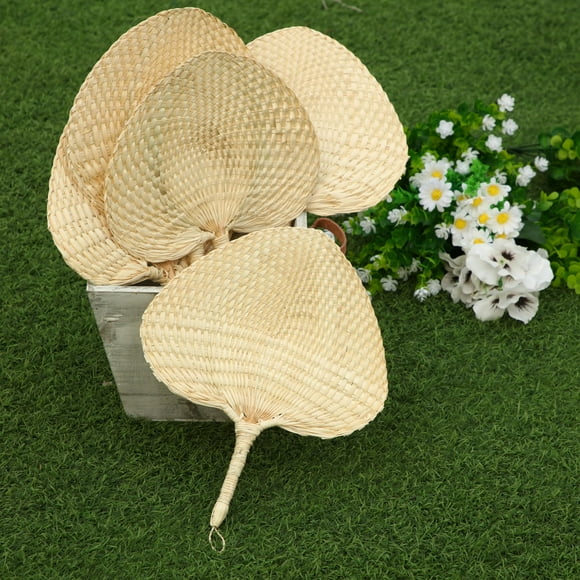 Marsui 30 Pieces Wedding Raffia Fans Bamboo Natural Handmade Palm Leaf Hand Weaving Boho Fans for Guest Couple Summer Cooling Supplies Farmhouse Wall
