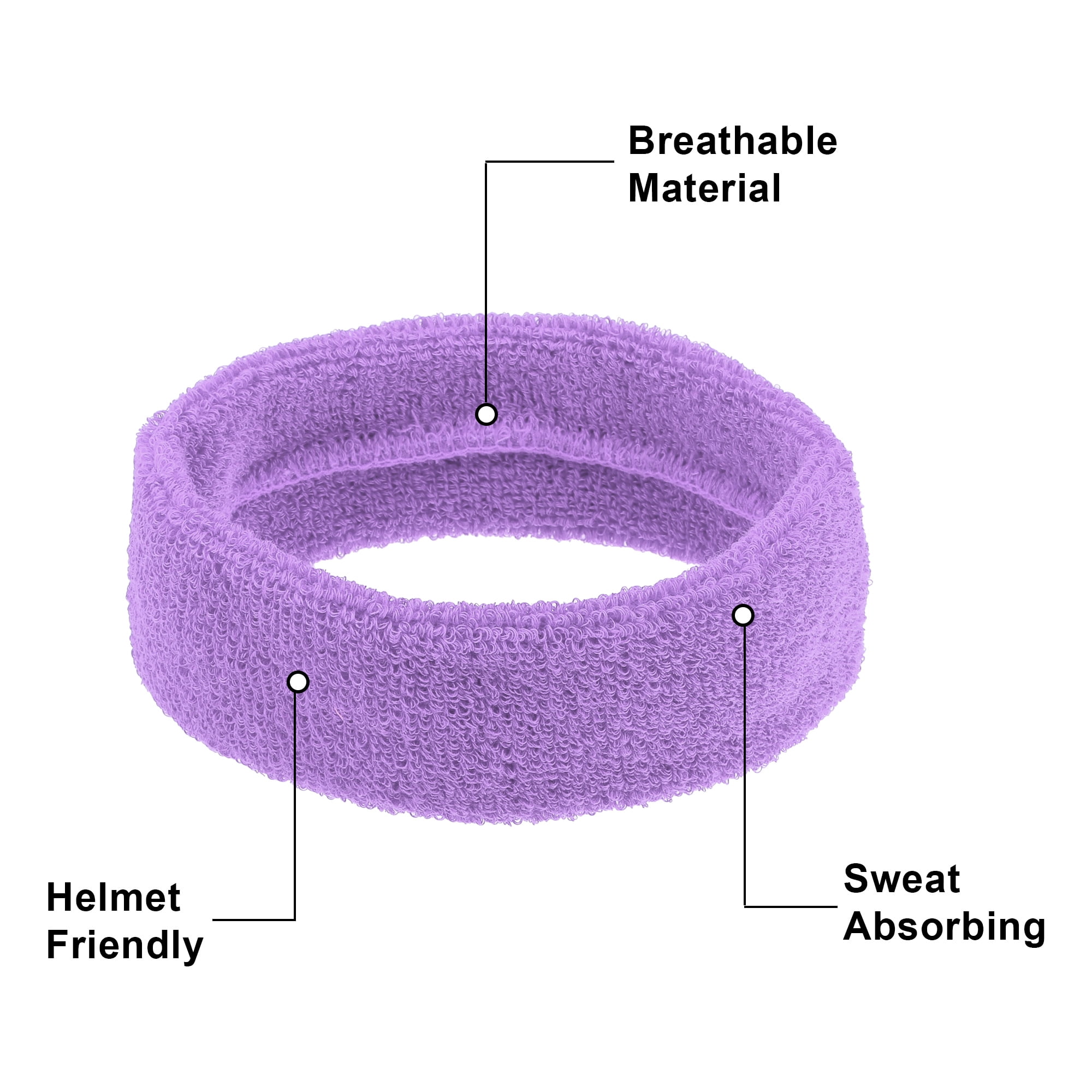 Unique Bargains 3 Pcs Sport Headband Wristband Sweatband Cotton Blend Light Purple
