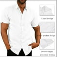 thumbnail image 2 of Summer Mens Linen Button Up Casual Short Sleeve Slim Fit Shirts, 2 of 6