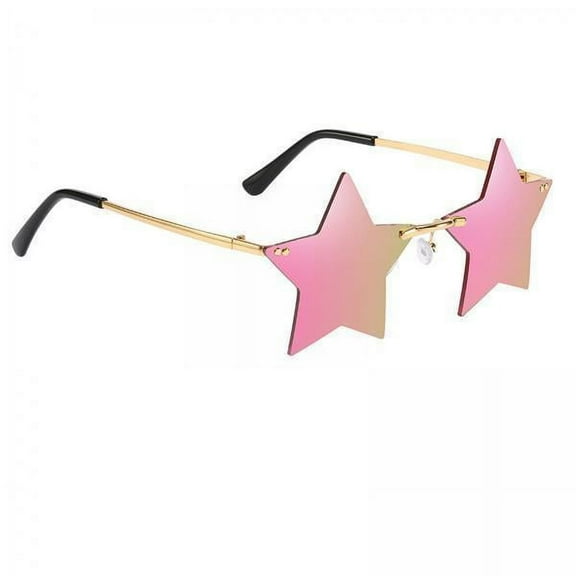 BLESIYA 2X Glasses Costume Trendy Dance Rimless Stars Sun Glasses for Women Grey