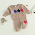 thumbnail image 3 of Tenues d'Automne pour Garçons Motif Géométrique Col Rond Manches Longues Chandails en Molleton et Pantalons Longs Ensemble 2 Pcs 2-3 Ans, 3 of 7