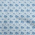 thumbnail image 1 of oneOone Cotton Jersey Blue Fabric Floral Sewing Material Print Fabric By The Yard 58 Inch Wide, 1 of 4