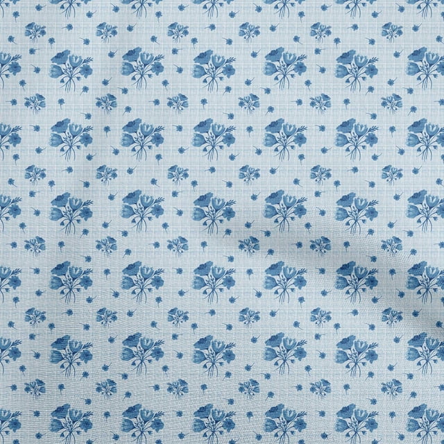 oneOone Cotton Jersey Blue Fabric Floral Sewing Material Print Fabric By The Yard 58 Inch Wide