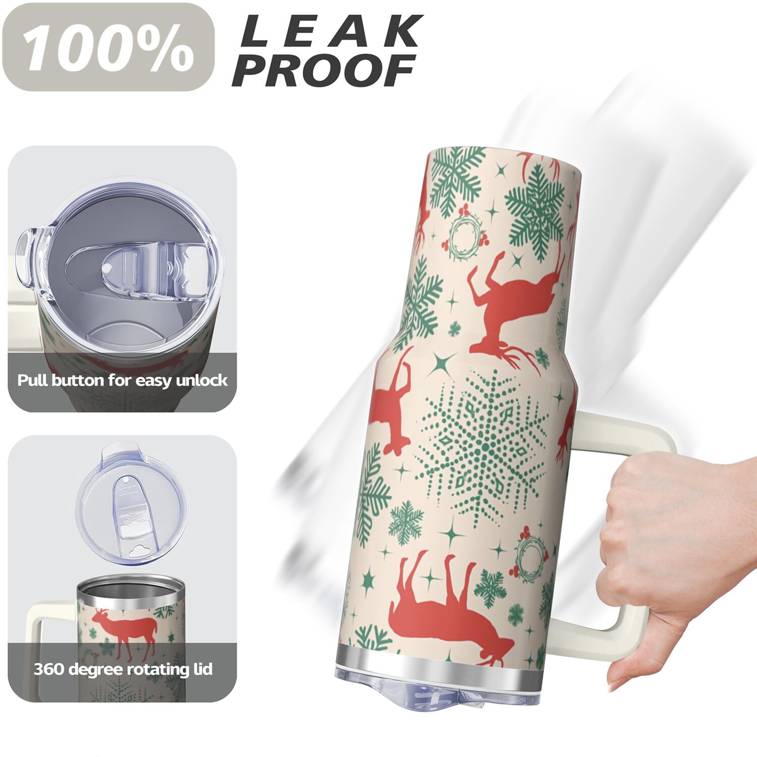 1pc 40 oz Christmas Tumbler with Lid and Straw Stainless steel Insulated tumblers Cute water bottle Travel/Gym coffee tumbler Gifts for Women/men