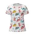 thumbnail image 3 of Naloa Dinosaur Print T-Shirts Short Sleeve V Neck Tees for Women Fashion Tops Trendy Lightweight Soft Casual Summer Outfits Clothes, 3 of 5
