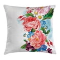 thumbnail image 1 of Flower Decor Throw Pillow Cushion Cover, Leaves with Branch Roses Daisies and Lilacs Plants Nature Theme Art Print, Decorative Square Accent Pillow Case, 18 X 18 Inches, Multicolor, by Ambesonne, 1 of 2