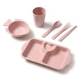 thumbnail image 1 of Kitchen 6pcs Kids Dinnerware Set Lightweight Plate with Dividers and Handle Degradable Dishwasher Safe Plastic, 1 of 9