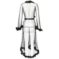 thumbnail image 3 of QUINDOS Lace Pajamas for Women Mesh Perspective Nightgowns for Women Long Sleeve Midi Sleep Dress Casual Solid Belt Sleepwear Night Dress, 3 of 4