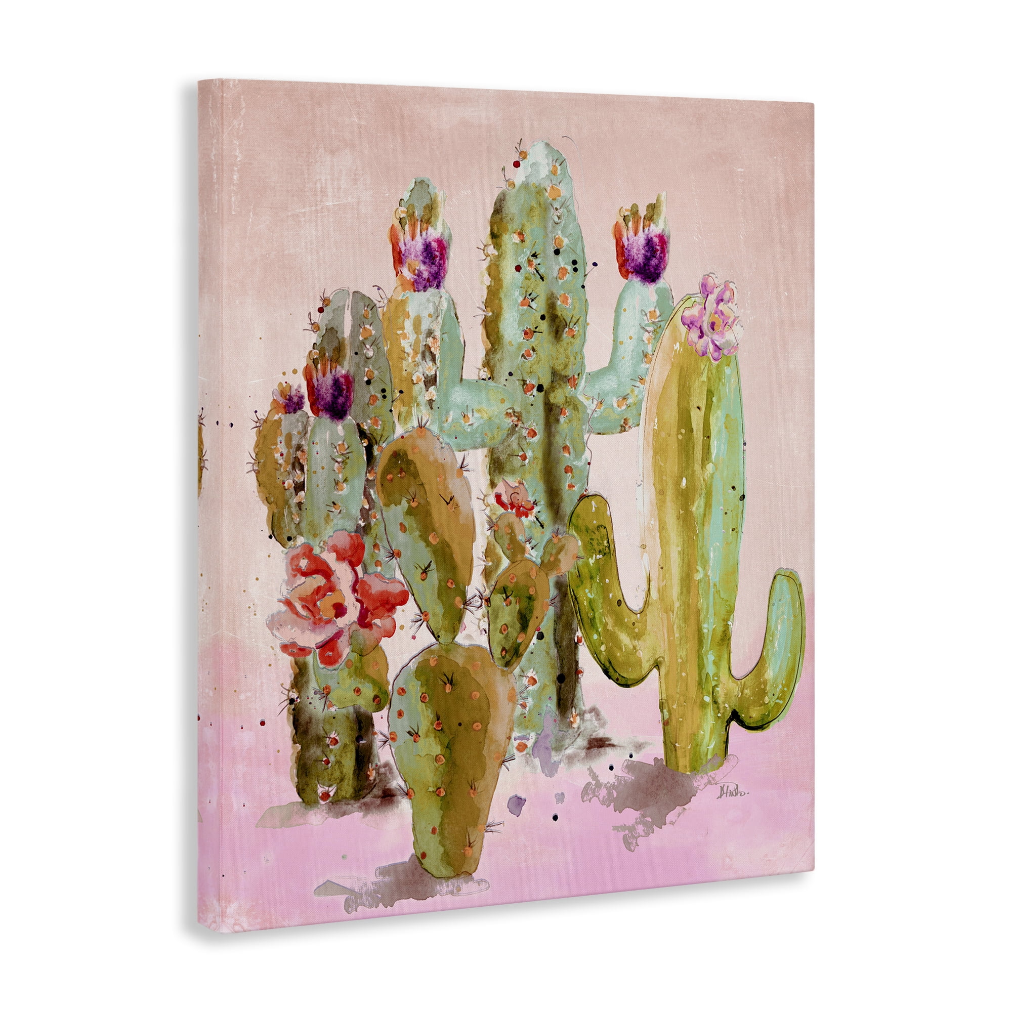 Stupell Industries Fun Floral Cacti Botanical & Floral Painting Gallery Wrapped Canvas Art Print Wall Art, 30 x 40