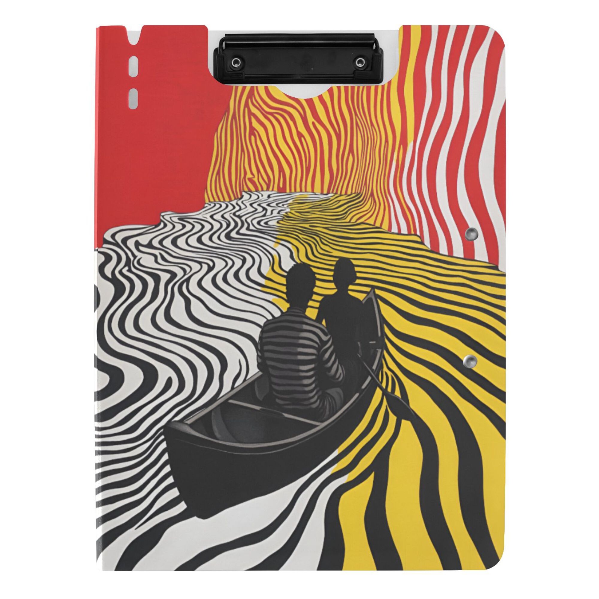FORMRS A4 Clipboard Folder with Pen Holder Horizontal Foldable School Office Binder, Abstract Boat