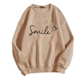 thumbnail image 4 of Amzcrzy Chandails en Molleton pour Femmes Mode Imprimé Sourire Col Rond Chandail en Molleton Décontracté Manches Longues pour Femmes Automne Chandail Ample Chandail en Molleton, 4 of 4