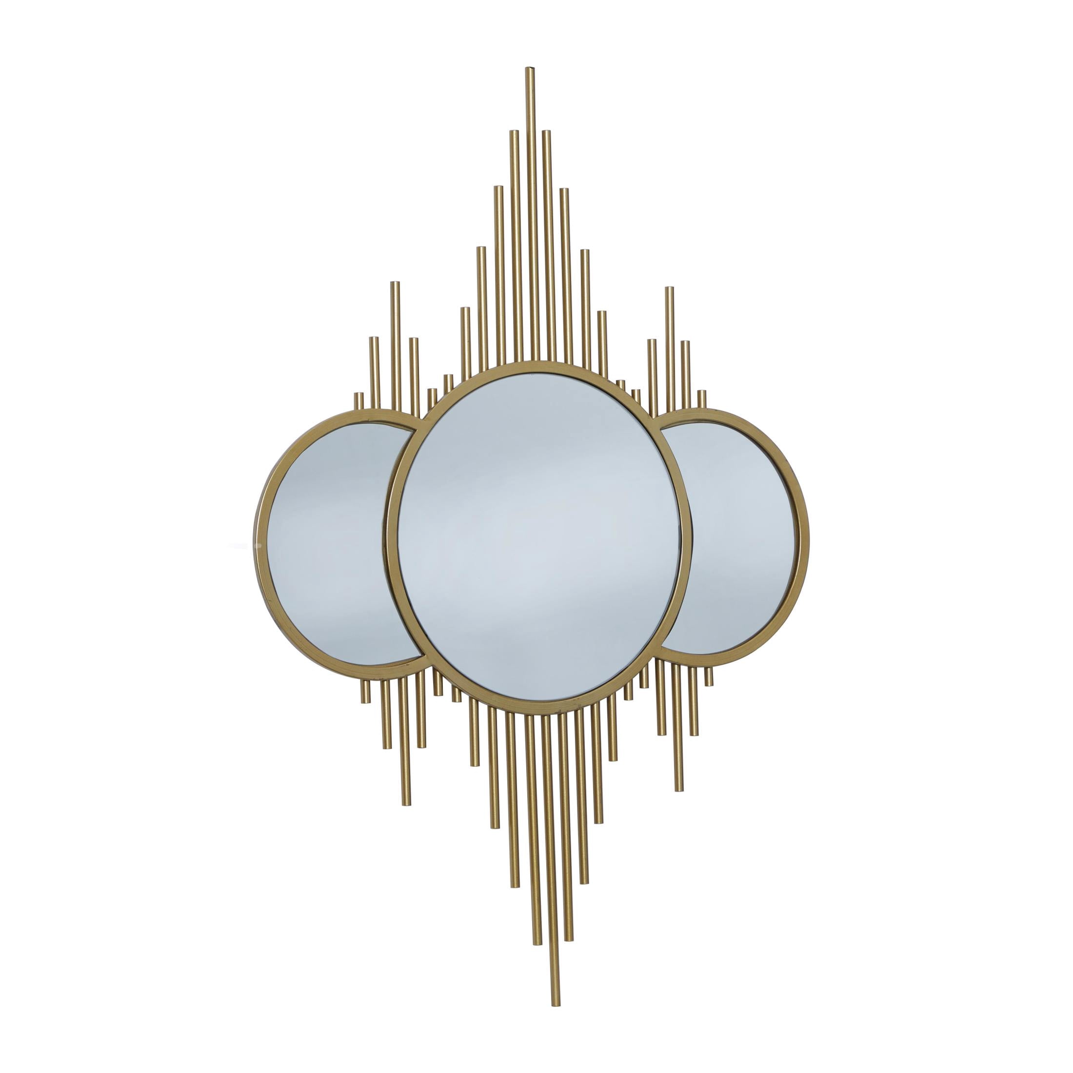 CosmoLiving by Cosmopolitan 3 Overlapping Round Gold Metal, Glamorous and Contemporary Wall Mirror, 27"W x 39"H