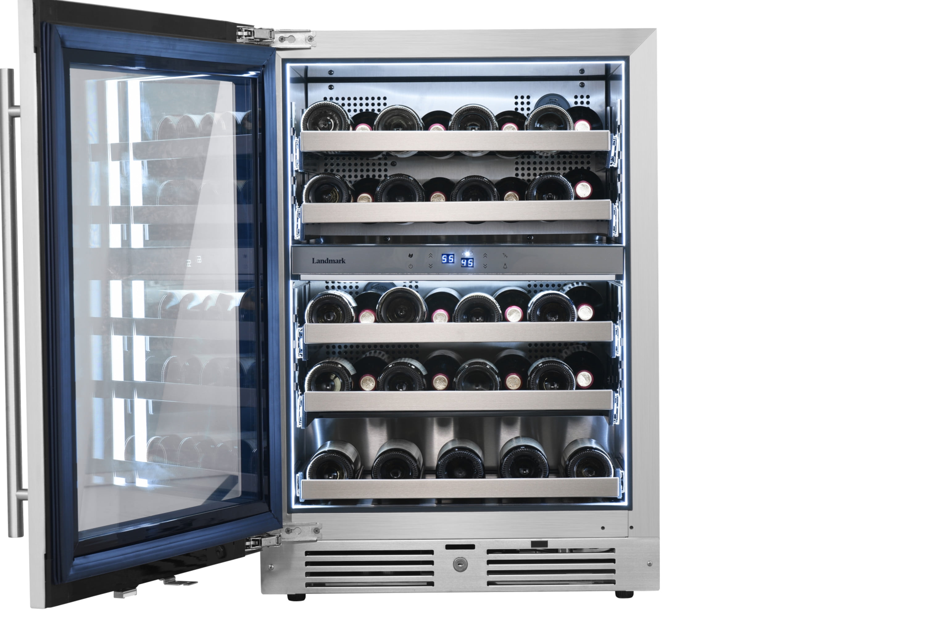 Landmark L3024ui2w-Lh 24" Wide 37 Bottle Dual Zone Wine Cooler - Stainless Steel