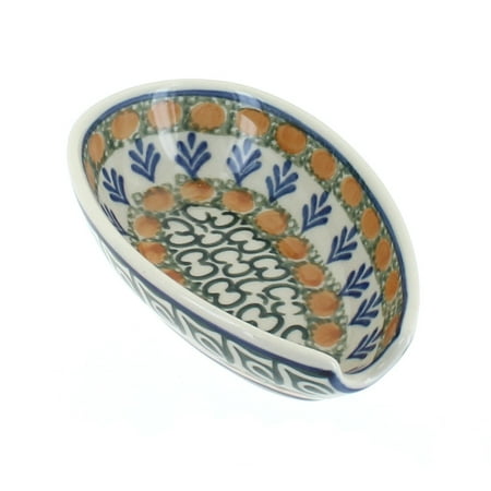 

Blue Rose Polish Pottery Herb Garden Small Spoon Rest