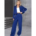 thumbnail image 4 of Conjunto de Dos Piezas para Mujer: Blazer Corto, Chaqueta y Pantalón de Trabajo de Cintura Alta y Pierna . Azul L, 4 of 10