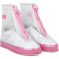 thumbnail image 2 of Rain Shoe Covers  Waterproof Shoe Covers for Men Women  Reusable Galoshes Overshoes Clear/Pink, X-Large, 2 of 5
