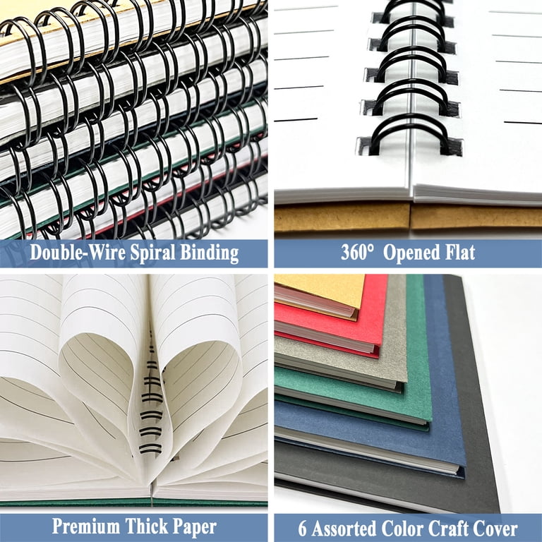 4-Pack A5 Spiral Notebooks - 8.25x5.5 Inch, 120 Lined Pages Each, Brown Kraft Cover Wirebound Journals For Notes, School, Office