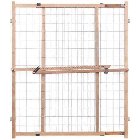 North States Brown 32 in. H X 29.5-50 in. W Wood Wire Mesh Gate