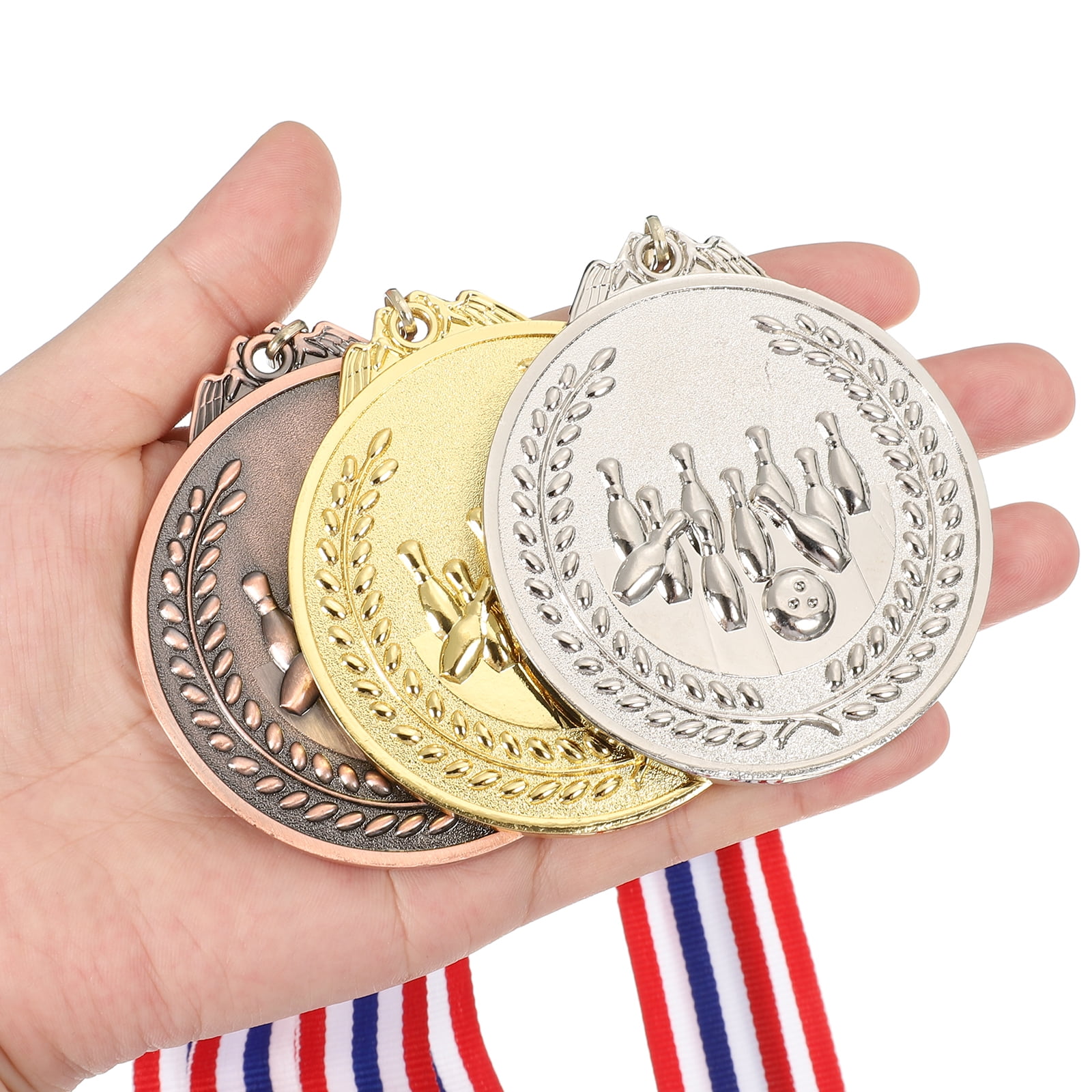 Uxcell 2.6" Gold Silver Copper Bowling Medals, 6Pcs Bowling Award Medals