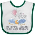 thumbnail image 3 of Inktastic My Pop Pop Loves Me to the Moon and Back Elephants in Clouds Boys or Girls Baby Bib, 3 of 4