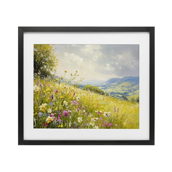 Stupell Industries Scenic Wildflower Hill Black Framed Print Under Glass design by LSR Creative Studio, 13 x 16