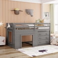 thumbnail image 2 of Low Study Twin Loft Bed with Shelve, Three Drawers, Ladder and Guardrail Low Study Loft Bed, Twin Size Loft Bed with Cabinet and Shelf, 2 of 7