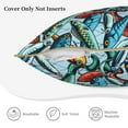 thumbnail image 5 of Haiem Colorful Fishing Baits Print Velvet Soft Solid Decorative Square Throw Pillow Covers Set with Elegant Piping Christmas Cushion Case for Sofa Bedroom Car-16"x16", 5 of 8