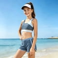 thumbnail image 5 of CAIVO Girls 3 Piece Bikini Young Kids Patchwork Color Swimming With Shorts Bathing Suit Tween Summer Swimwear Stylish Swimsuit Sets, 5 of 6