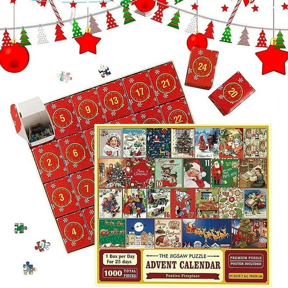 POINTERTECK 24pcs Christmas Advent Calendar Cartoon Puzzle For Kids Adults Advent Calendar X
