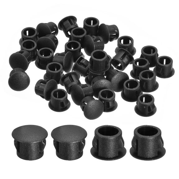 Uxcell 38pack 8mm(5/16")" Nylon Hole Plugs, Flush Type Panel Round Snap In Fastener Knockout Plugs, Black