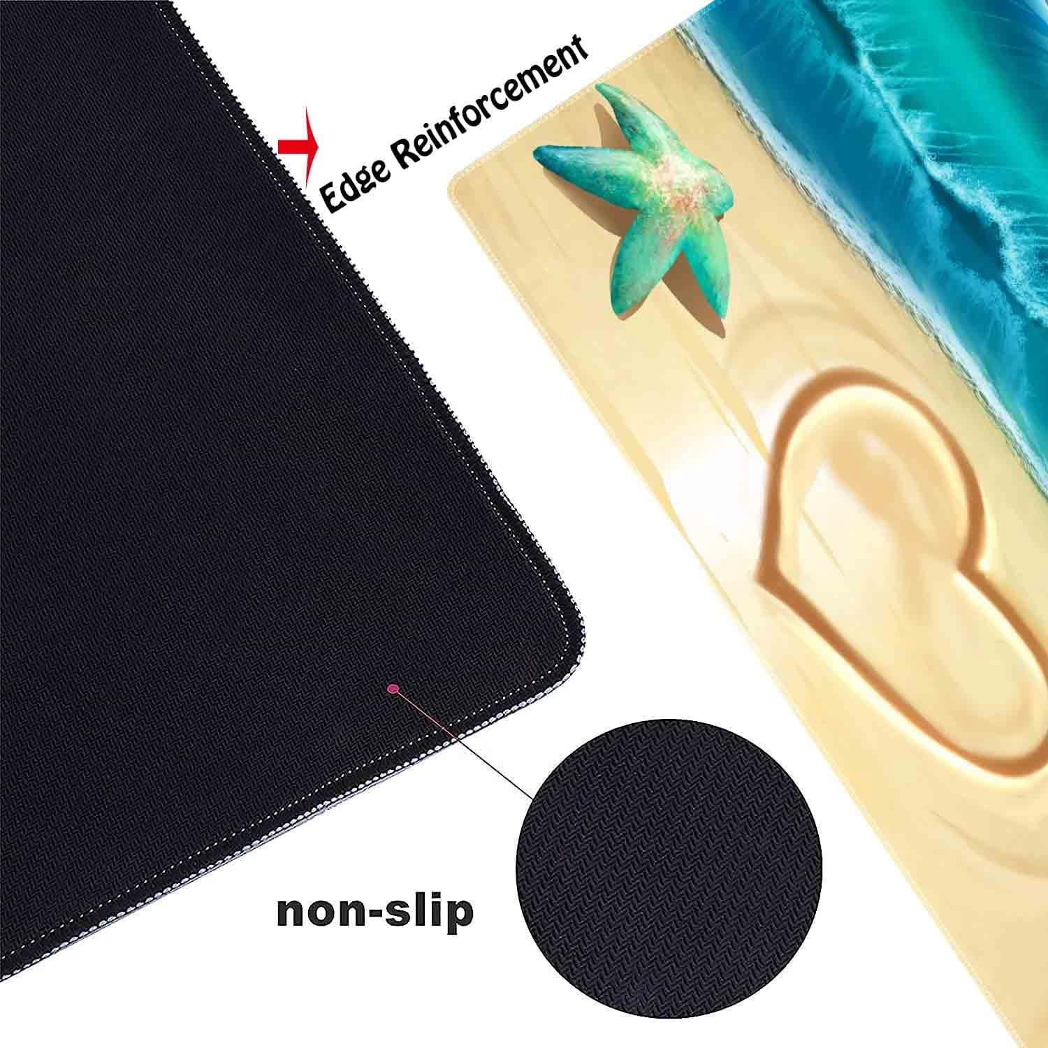 Love on The Beach Non-Slip Rubber Large Mouse pad for Desk,Large Gaming Mouse Pad XXL Extended Mouse pad with Stitched Edges Non-Slip Base Water Resist Pad Desk Mat 35.4x15.7inch