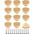 thumbnail image 1 of Qucyy Pieces Bohemian Style Rattan Dressing Table Handle Pulls 65 inches in diameter inches in diameter 12 pieces Bohemian Style Rattan Dressing Table Handle Pulls Natural Round Wood Handmade Wicker, 1 of 5