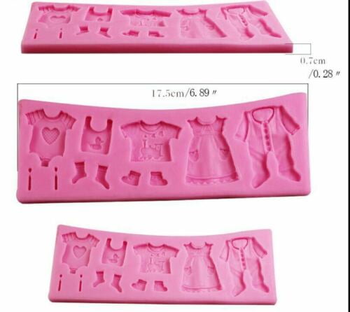 BABY CLOTHES Silicone Fondant Cake Topper Mold Mould Chocolate Candy Babyshower 