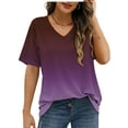 thumbnail image 3 of MOSHU Womens T-Shirts V Neck Short Sleeve Loose Tees Tops Casual Print Shirts for Women, 3 of 8