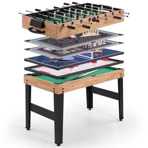 Naipo 48 in 10 in 1 Combo Game Table Set Multi Game Room Table with Air Hockey Foosball Pool Gift for Friends Family