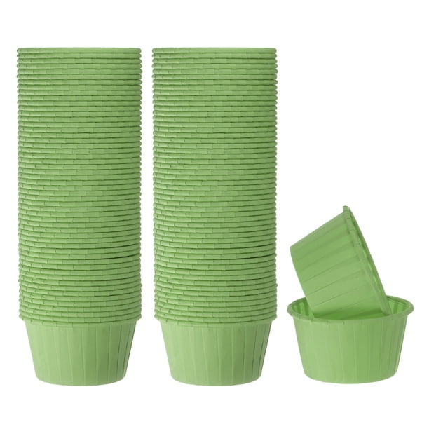 100pcs 3.5oz Moldes para Magdalenas de Papel de Tamaño Estándar Envoltorios Antiadherentes Desechables para Bodas Cumpleaños Navidad Postres Verde Claro